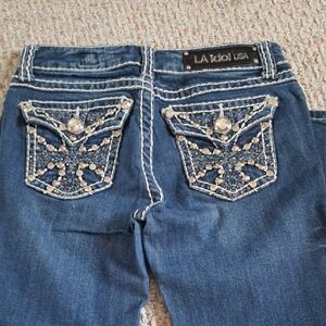 L.A. idol Women's Embellished Blue Boot Cut Jeans